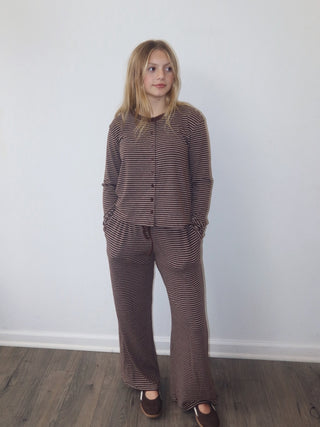 Soft Stripe Pants - Brown