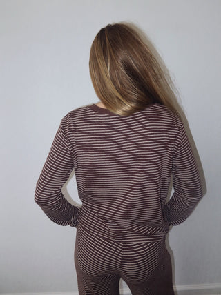 Soft Stripe Cardigan - Brown