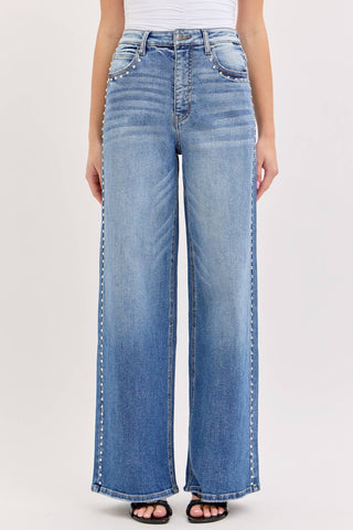 Gia Studded Wide Leg Jeans